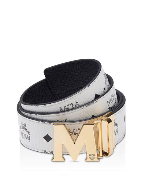 white mcm belt