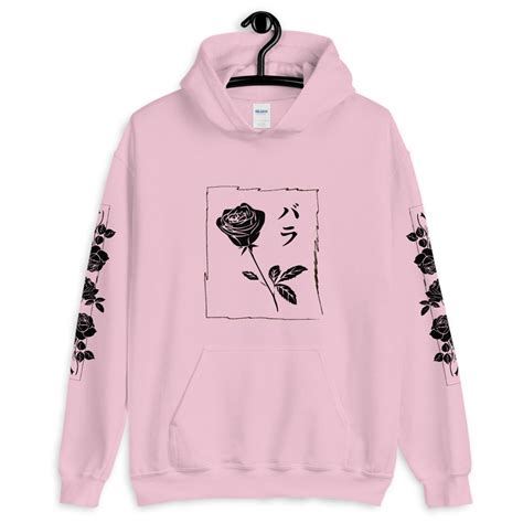 white rose black sweatshirt