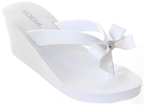 white wedge flip flops women's