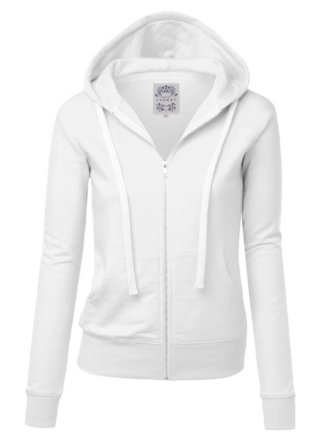 white zip up hoodie ladies