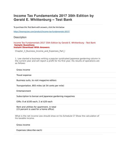 whittenburg income tax fundamentals answer key PDF