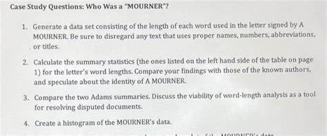 who was a mourner case study answers Kindle Editon