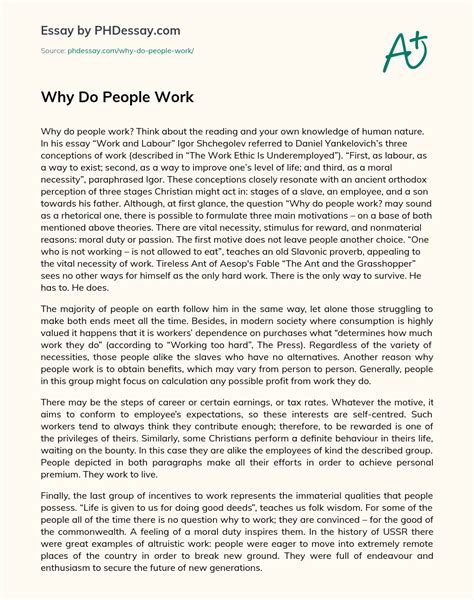 why do people work essay PDF