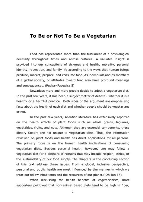 why go vegetarian persuasive essay Doc