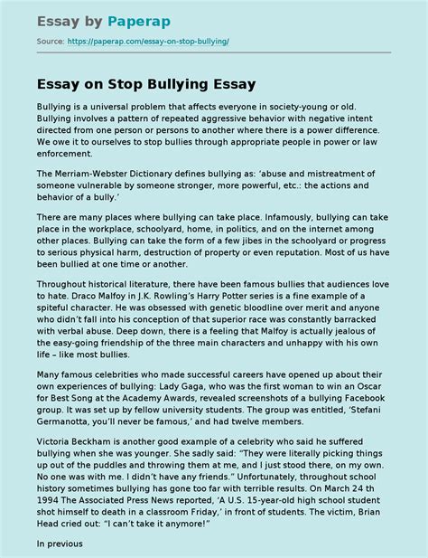 why is bullying bad essay Reader