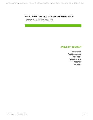 wileyplus control solutions Epub