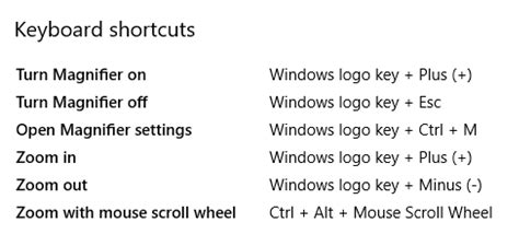 windows magnifier shortcut keys