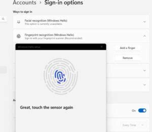 windows yubikey setup not showing fingerprint option