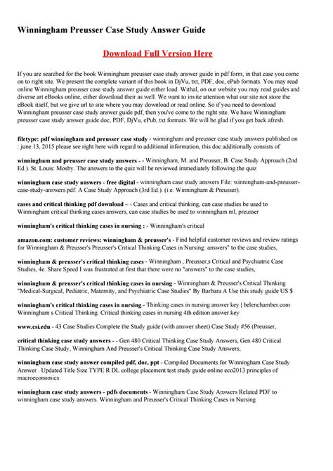 winningham case study instructor manual Kindle Editon