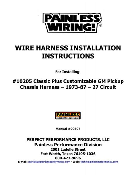 wire harness installation instructions painless wiring PDF