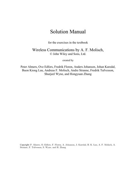 wireless communications molisch solution manual Reader