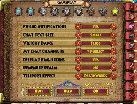 wizard101 settings to change