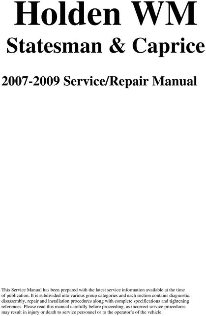 wm caprice factory service manual PDF