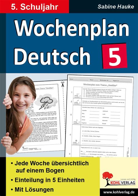 wochenplan deutsch kopiervorlagen einsatz schuljahr Doc