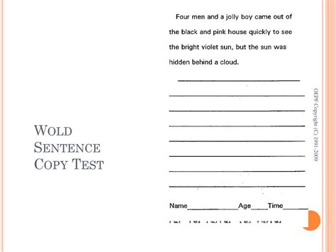 wold sentence copy test PDF Doc