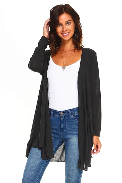 women open front hooded cardigan flowy 2/3 sleeves