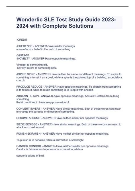 wonderlic sle study guide Reader