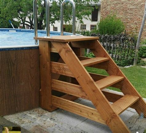 wood above ground pool steps