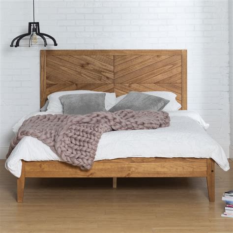 wood frame queen size bed frame natural