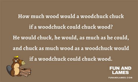 woodchuck chuck wood tongue twister