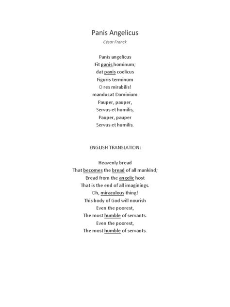 words for panis angelicus