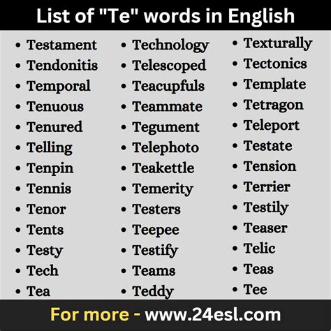 words start with te