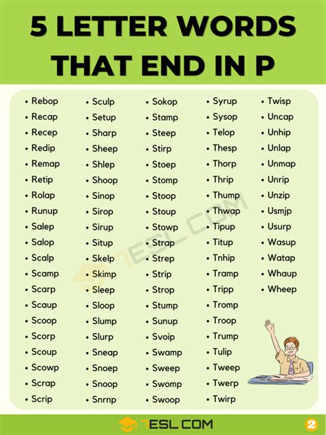 words that end in a p