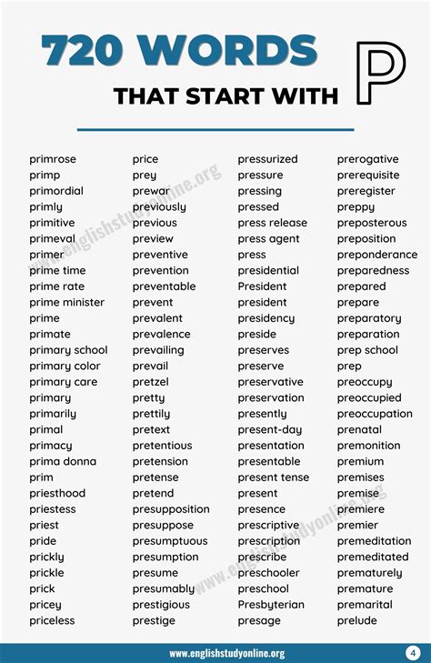 words that start with a p