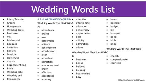 words to describe a wedding