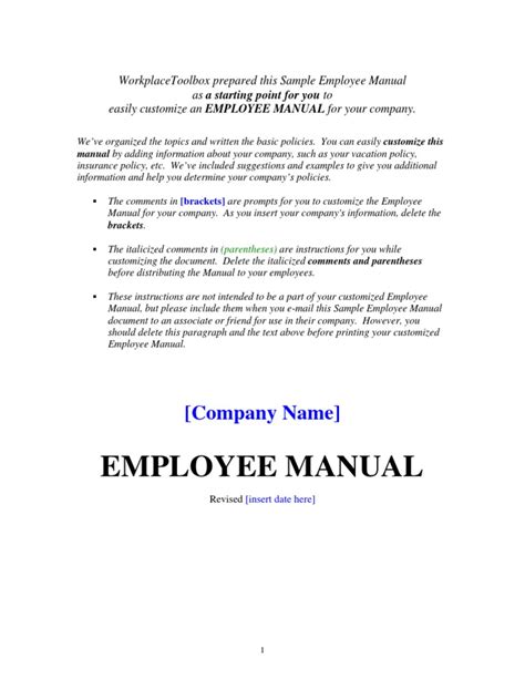 workplacetoolbox prepared this sample employee manual Kindle Editon