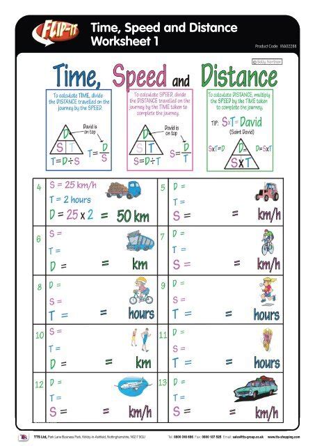 worksheet speed distance time