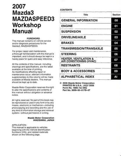 workshop manual mazdaspeed 0 Epub