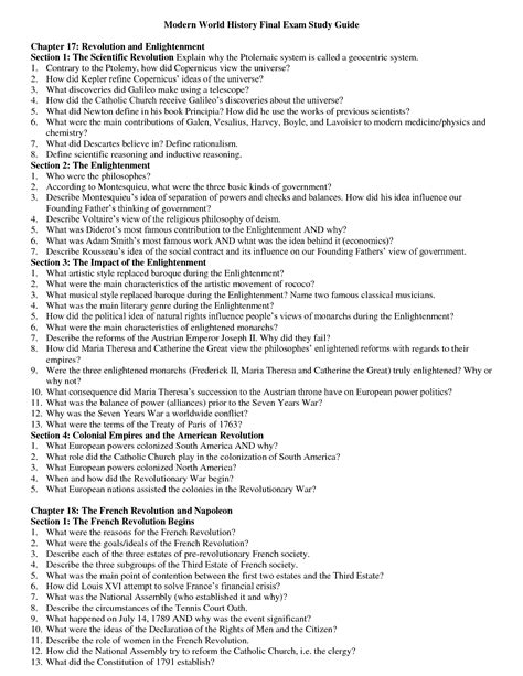 world history final exam review packet answers PDF