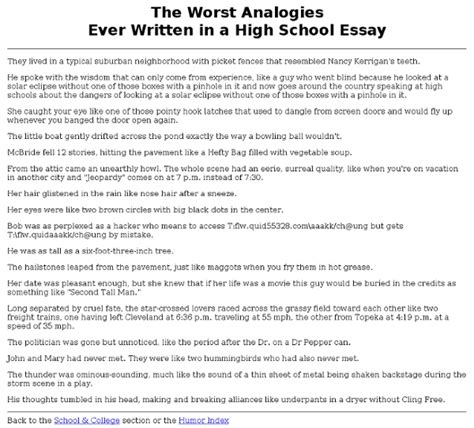 worst analogies high school essays Doc