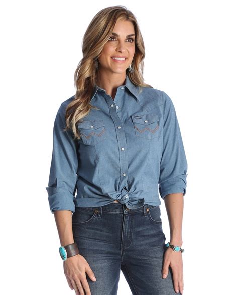 wrangler denim shirt womens