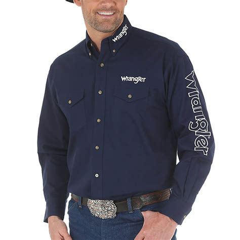 wrangler long sleeve button up shirts