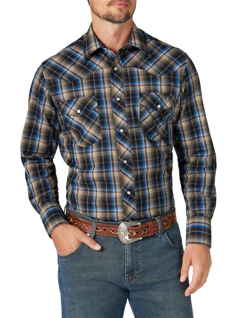 wrangler mens long sleeve shirts