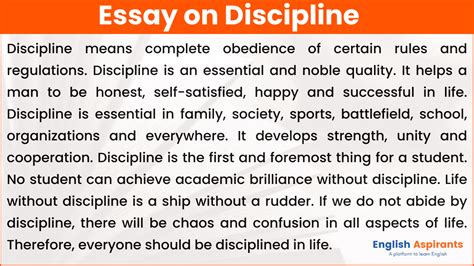 write essay on discipline Reader