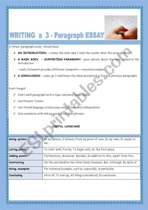 writing a three paragraph essay Doc