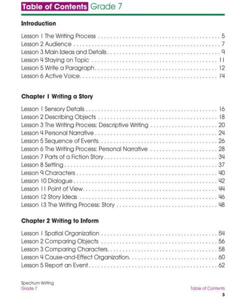 writing grade 7 spectrum Reader