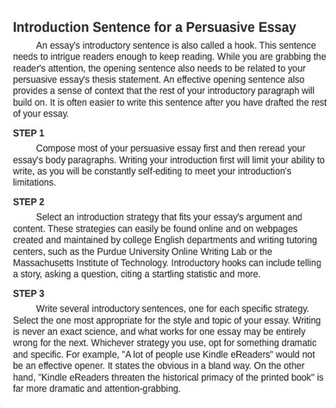 writing persuasive essay introduction Doc