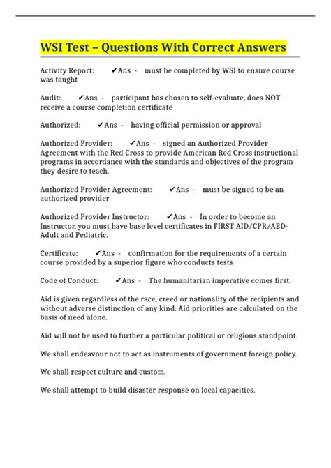 wsi test questions and answers Kindle Editon