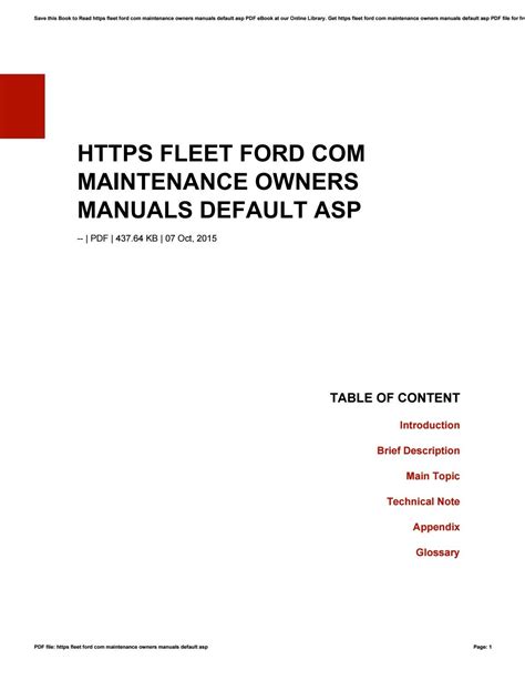 www fleet ford com maintenance owners manuals default asp Kindle Editon