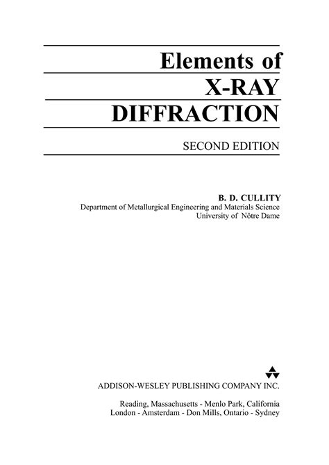 x ray diffraction by cullity solution Kindle Editon