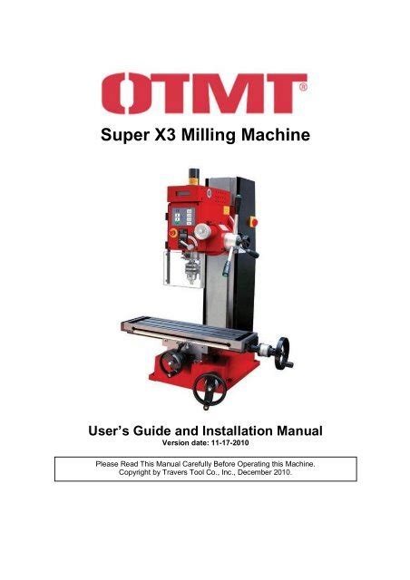 x3 mill operating manual PDF