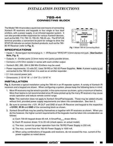 xantech 789 44 manual PDF