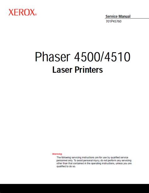 xerox 4500 printers accessory owners manual Reader