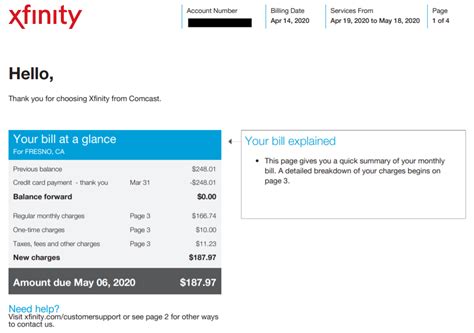 Xfinity Help Paying Bill