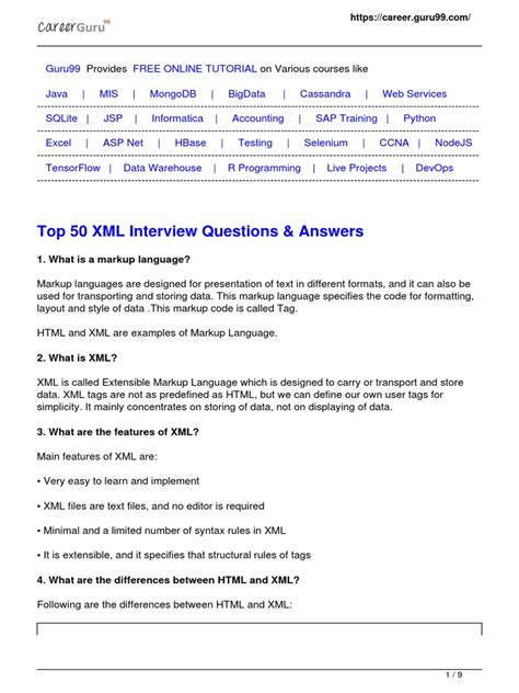 xml interview questions and answers free download Epub