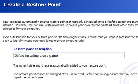 xp create restore point manually PDF